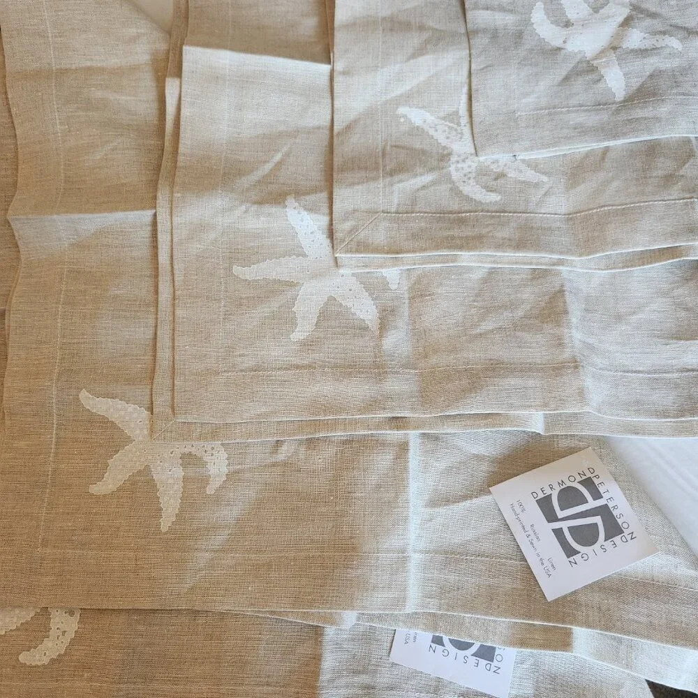 Dermond Peterson Design Russian Linen Hand Printed & Sewn Dinner Table Napkins 5